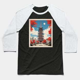Nagoya Japan Vintage Poster Tourism Baseball T-Shirt